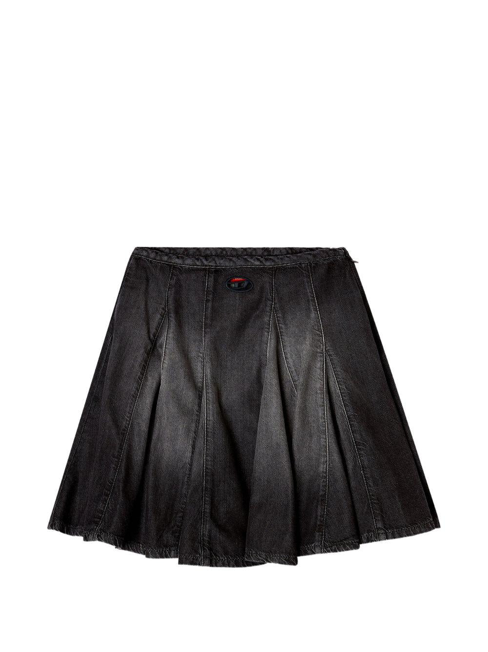DIESEL Mini gonna a pieghe in cotone blu denim