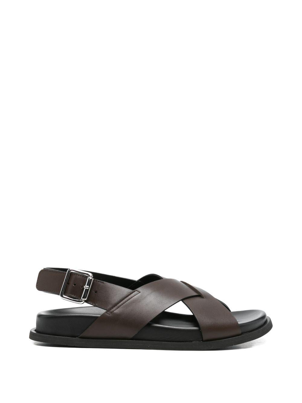 GUGLIELMO ROTTA Sandali bassi Twill Ranch in pelle marrone