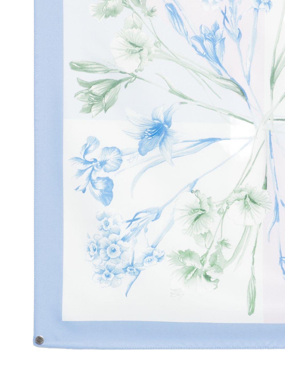 LIUJO Foulard con stampa floreale bianco e celeste