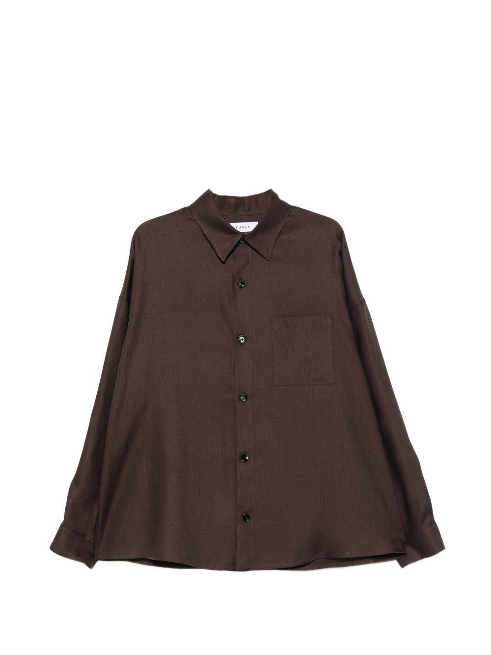 BE ABLE Camicia marrone con taschino sul petto