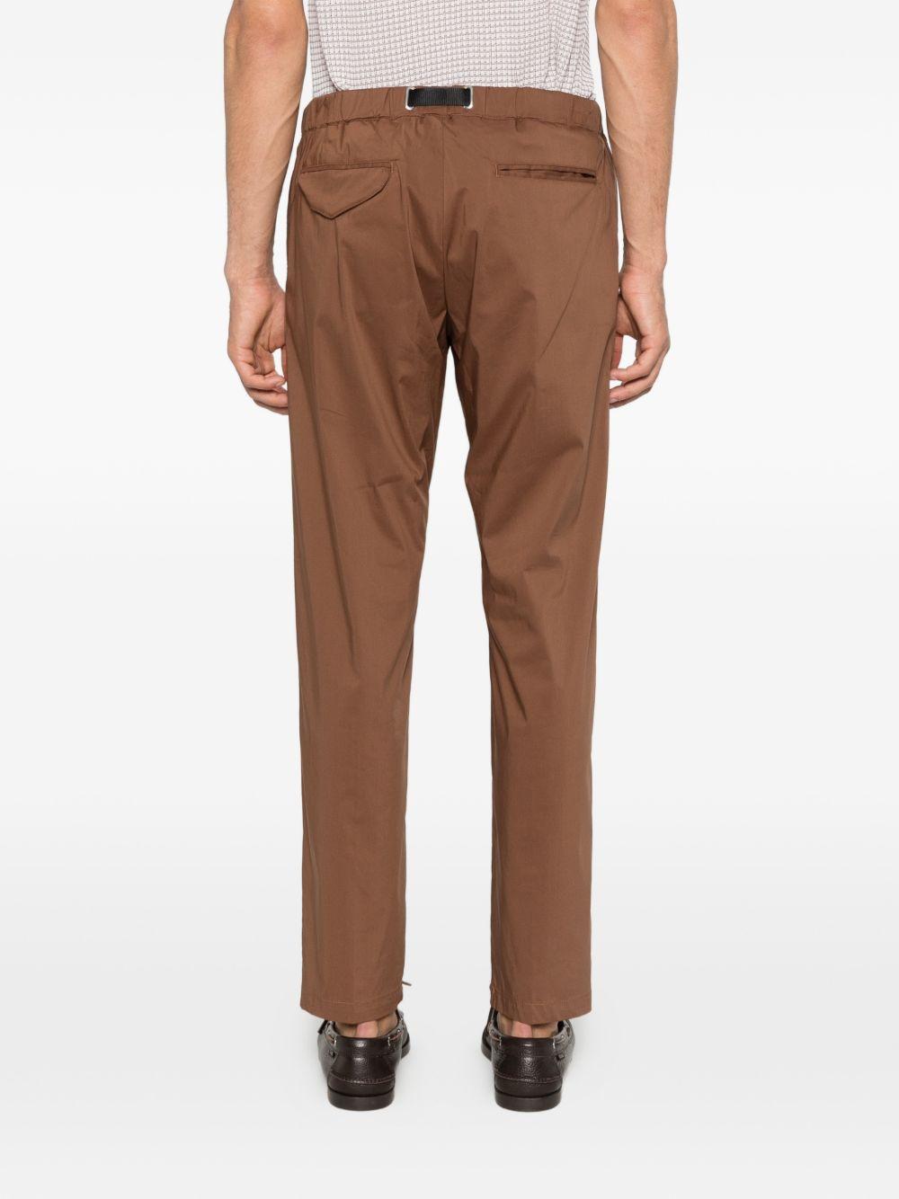 WHITE SAND Pantaloni in cotone marrone con cintura nera