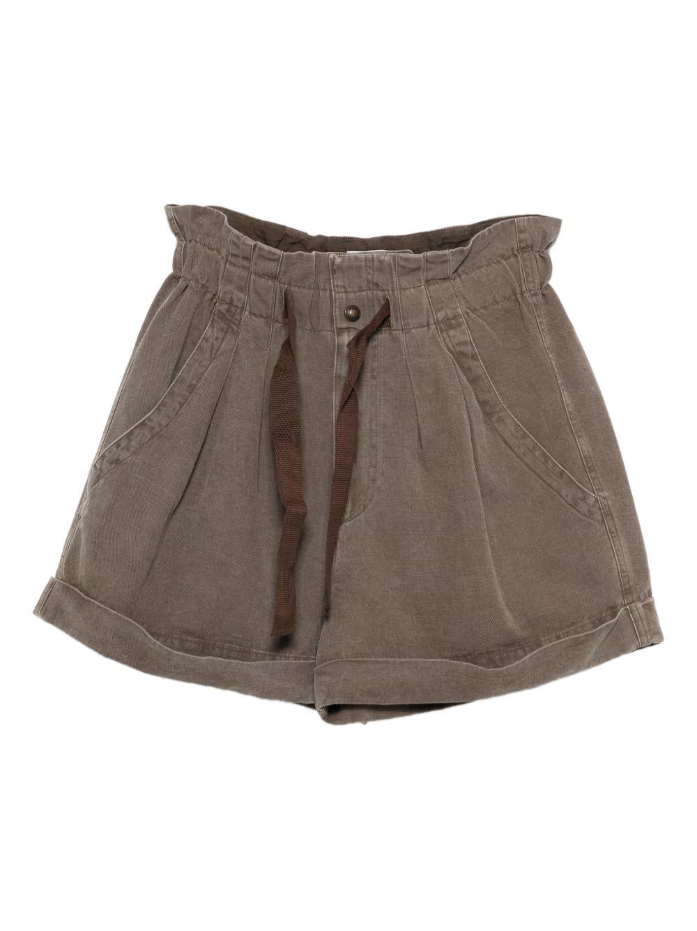 MARANT ETOILE Shorts marroni a palloncino con coulisse in vita