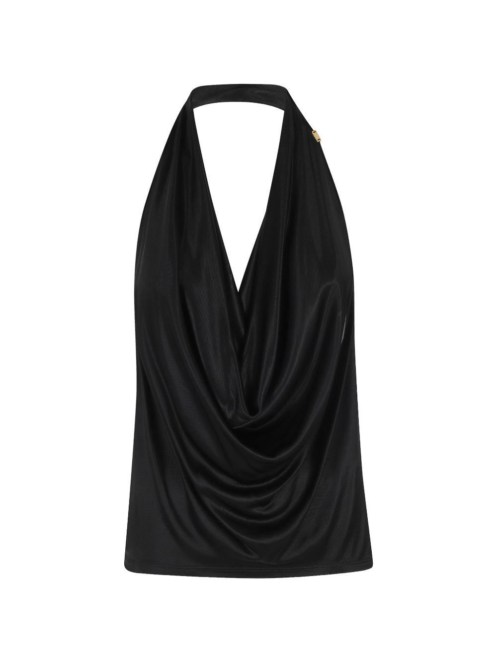 ELISABETTA FRANCHI Top nero con schiena scoperta