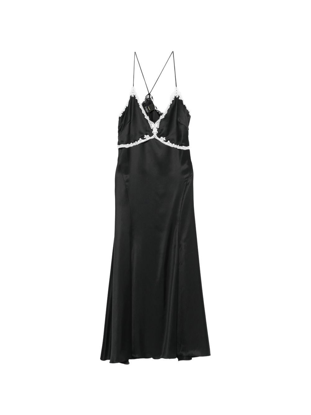 PINKO Abito Albino con dettagli in pizzo bianco nero
