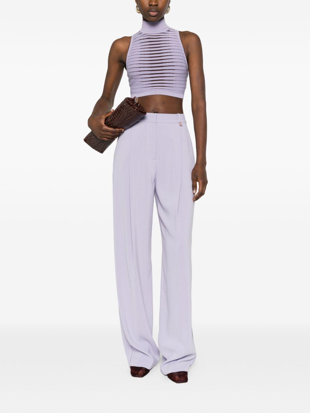 ELISABETTA FRANCHI Top a righe viola a collo alto