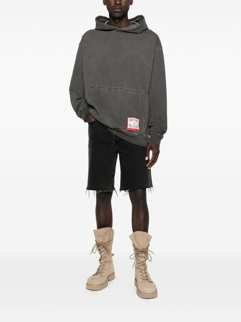 VISION OF SUPER Felpa grigia con cappuccio e logo