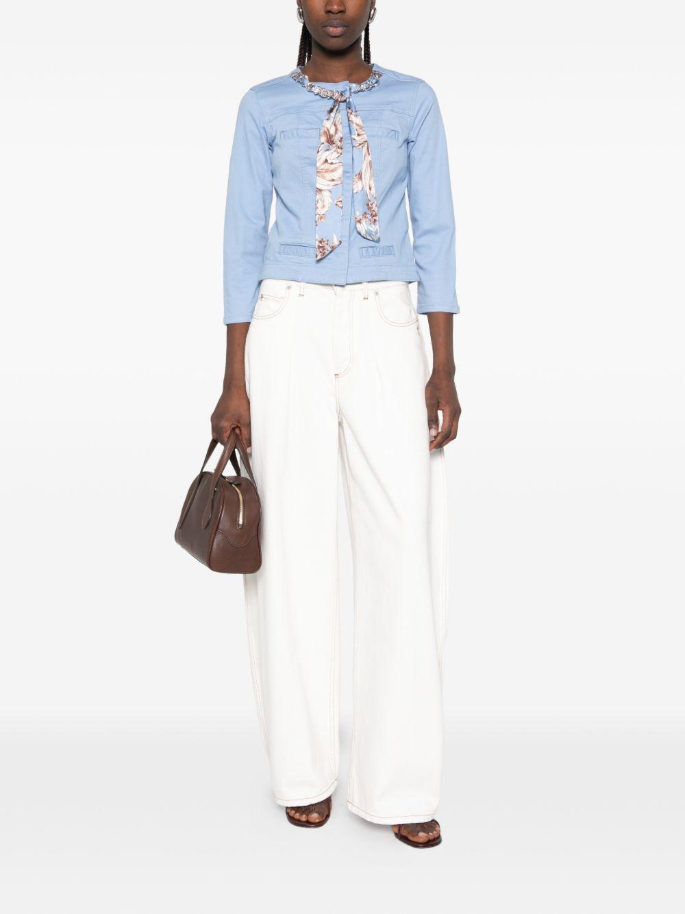 LIUJO Giacca con foulard girocollo celeste