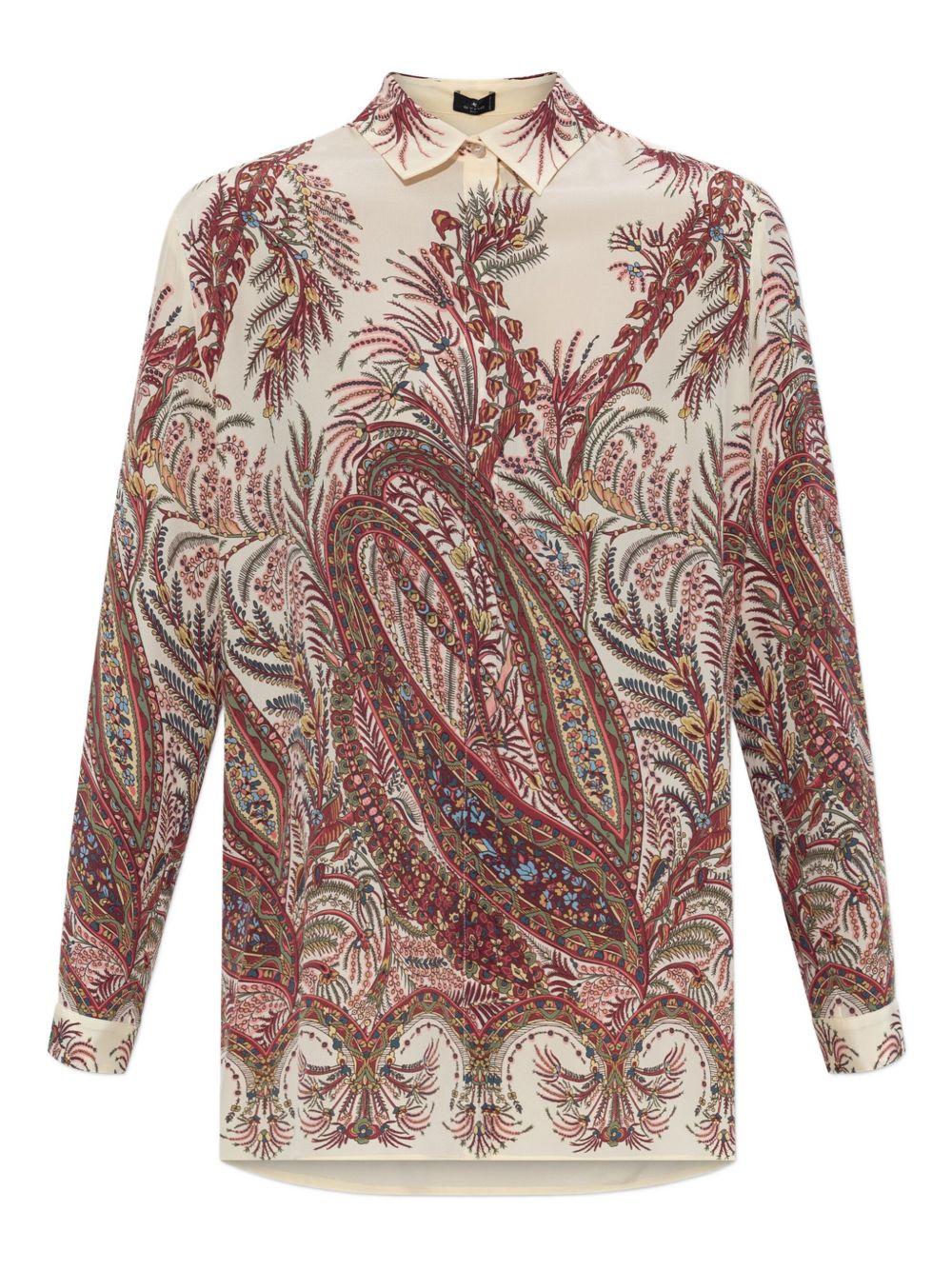 ETRO Camicia in seta crêpe de Chine con stampa Paisley floreale