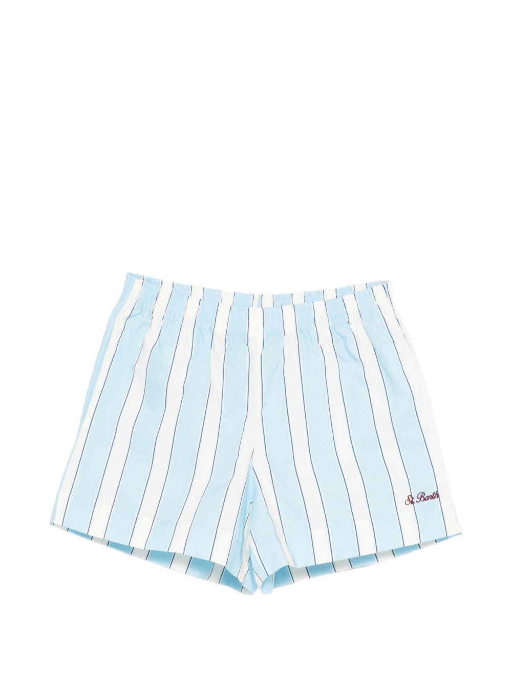 MC2 SAINT BARTH Shorts da mare a righe Meave con logo ricamato