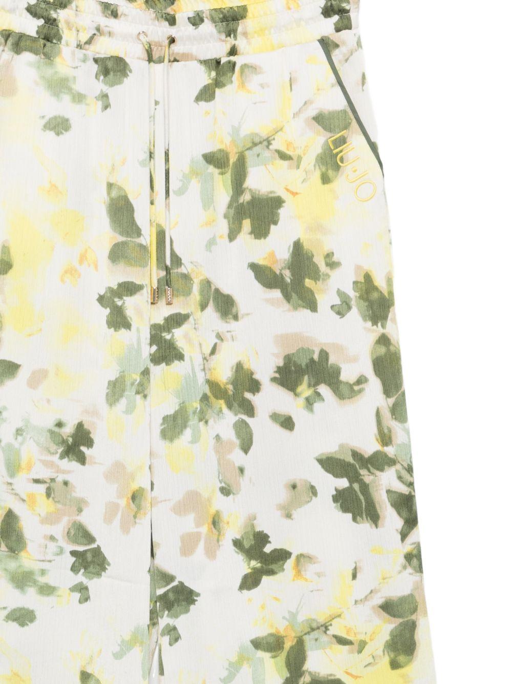 LIUJO Pantaloni con stampa floreale verde