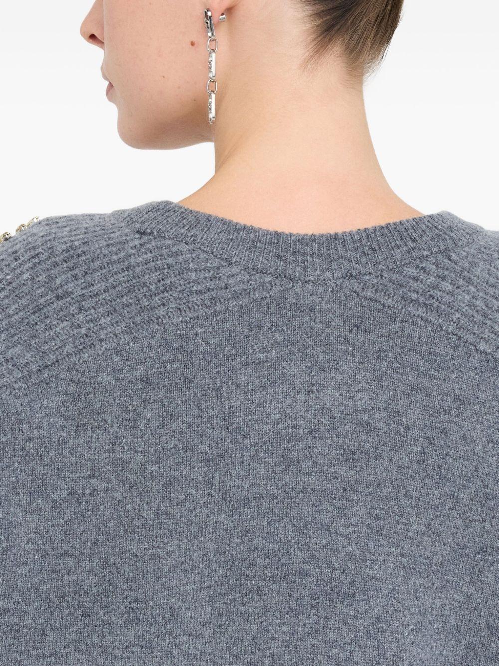 LIUJO Maglia in lana grigia con ricami impreziositi