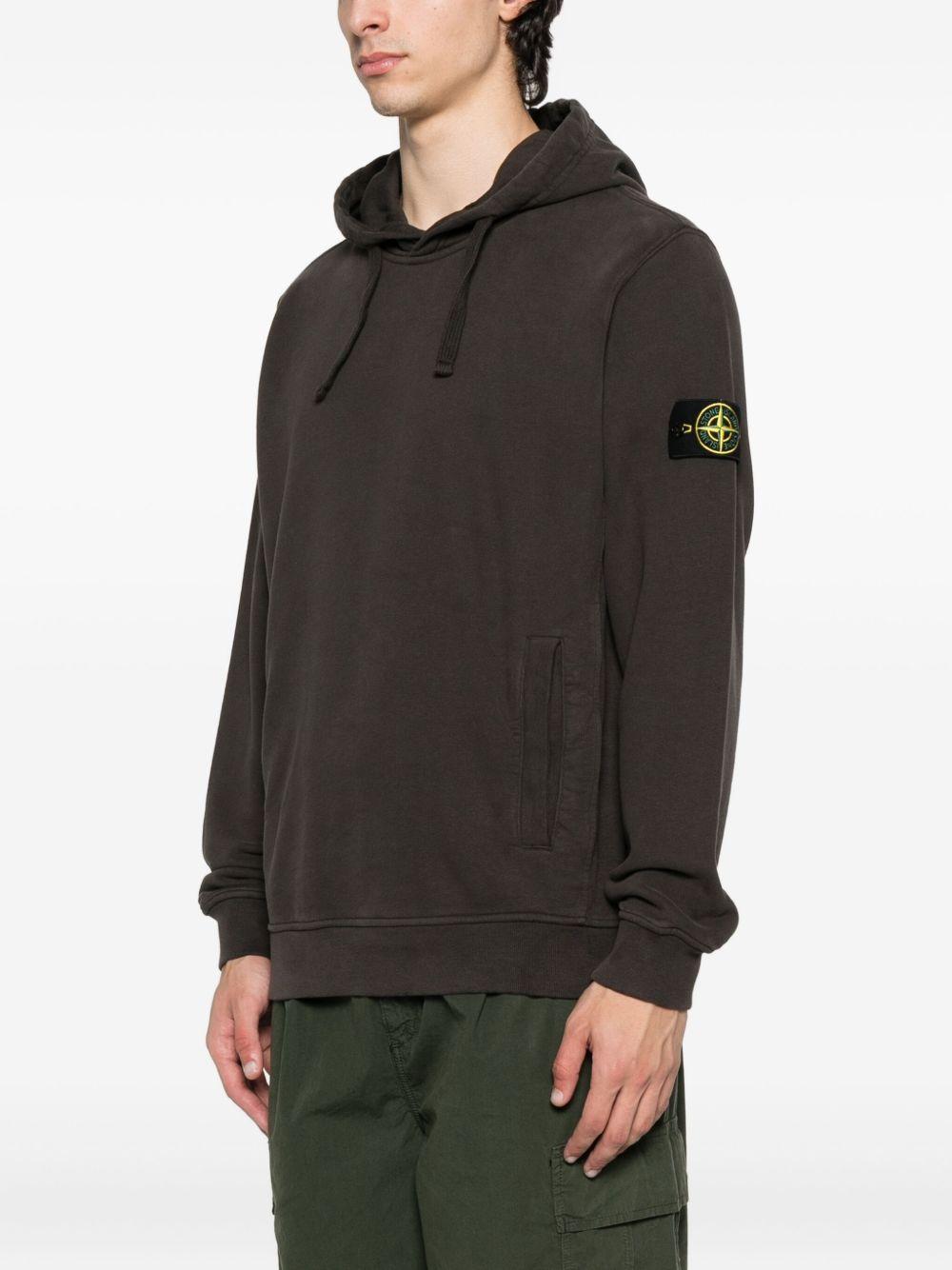 STONE ISLAND Felpa con cappuccio in cotone marrone