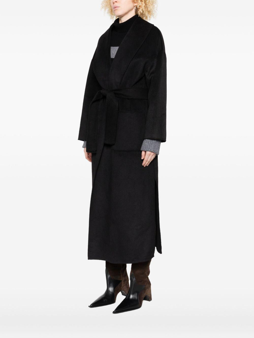 LIUJO Cappotto nero con cintura da annodare
