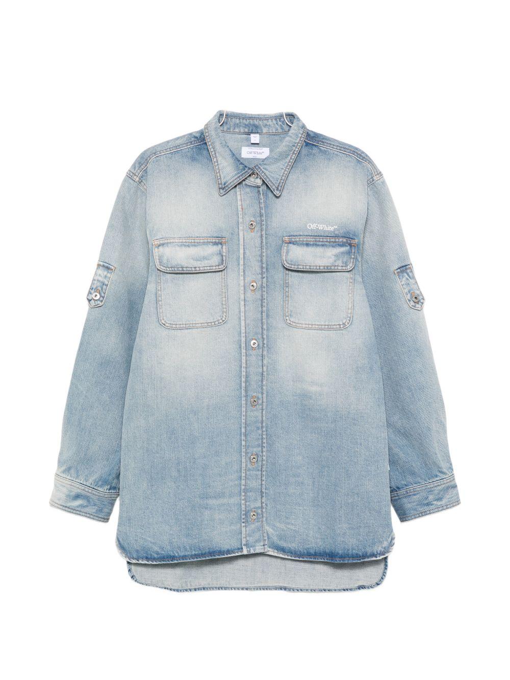 OFF WHITE Camicia in denim di cotone azzurro
