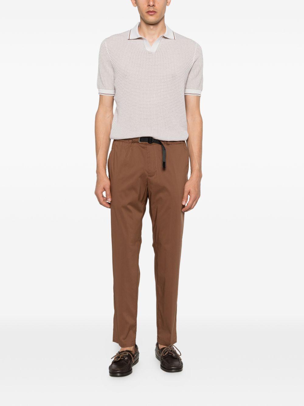 WHITE SAND Pantaloni in cotone marrone con cintura nera