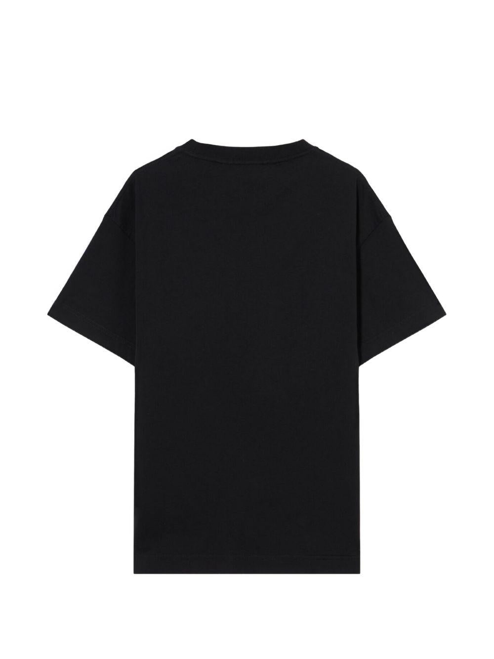 PALM ANGELS T-shirt in cotone nero con logo rosso