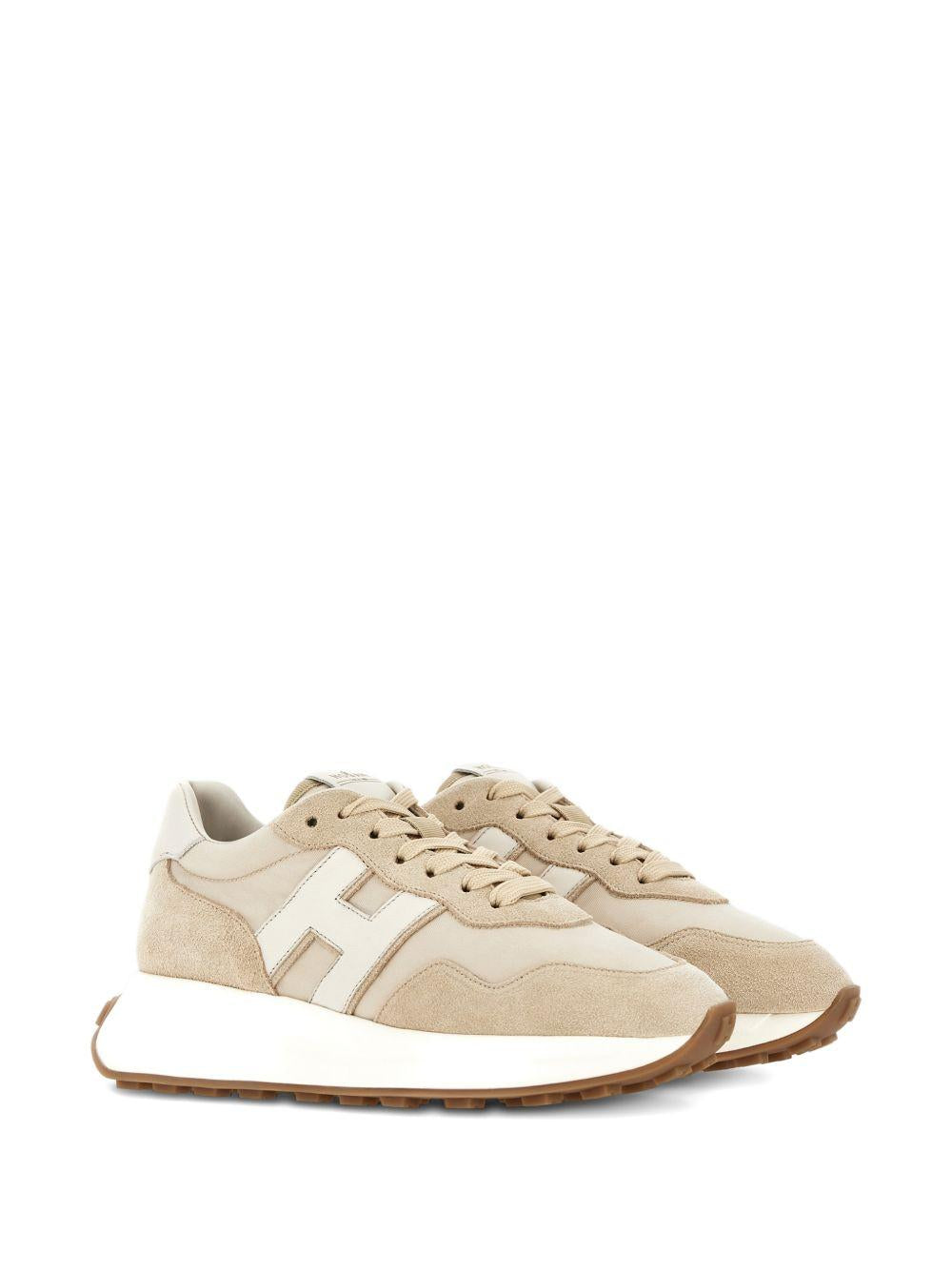 HOGAN Sneakers H641 in pelle beige<BR/>