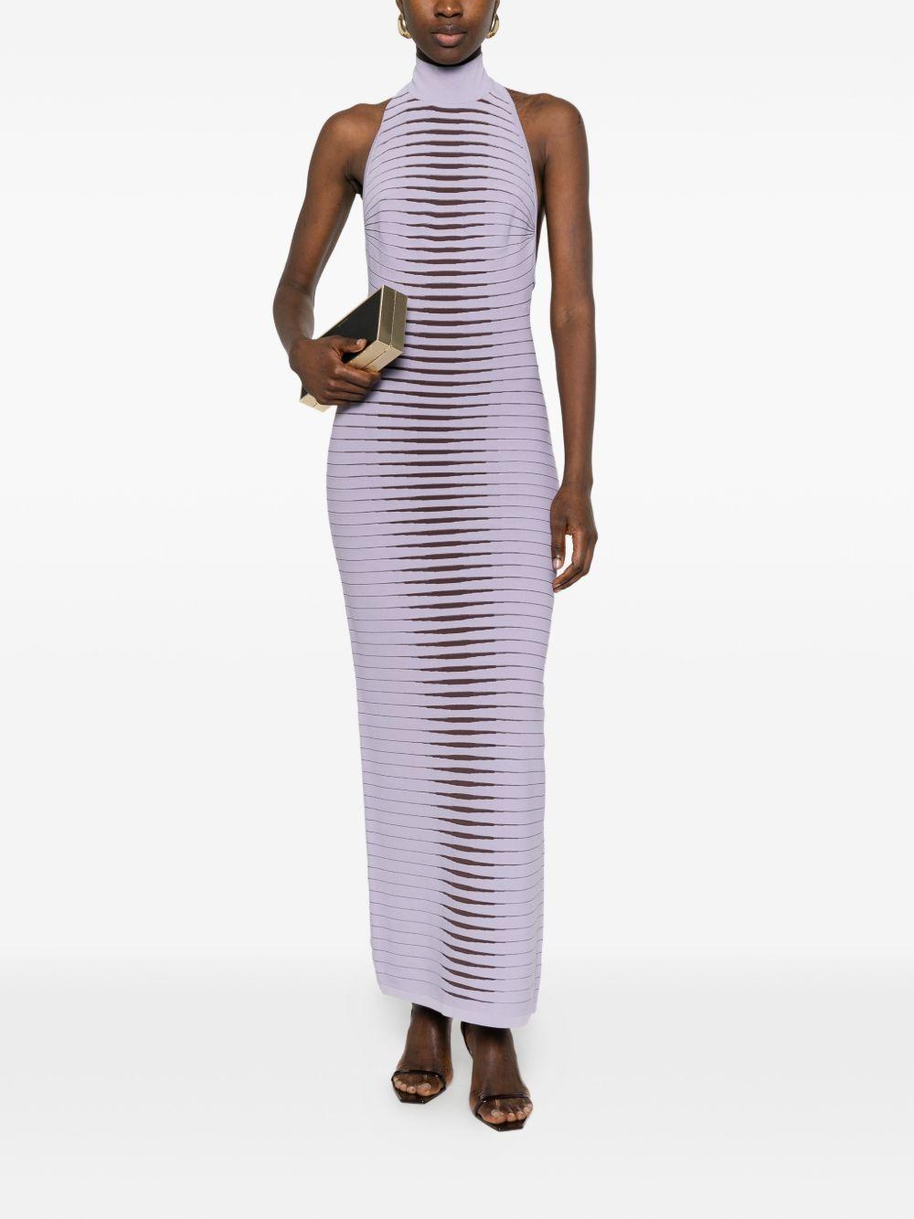 ELISABETTA FRANCHI Abito lungo in maglia con zebra jacquard