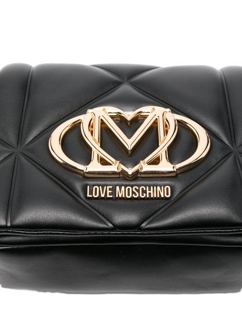 LOVE MOSCHINO Borsa a tracolla trapuntata nera con logo oro