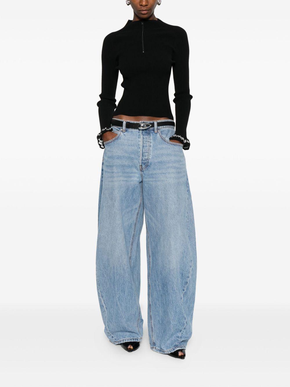 ALEXANDER WANG Maglia nera a collo alto con maniche logo
