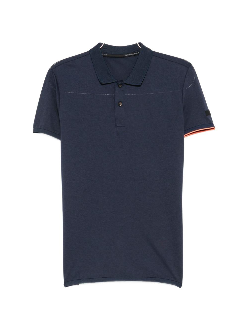 RRD ROBERTO RICCI DESIGNS Polo blu a maniche corte con patch logo sul petto