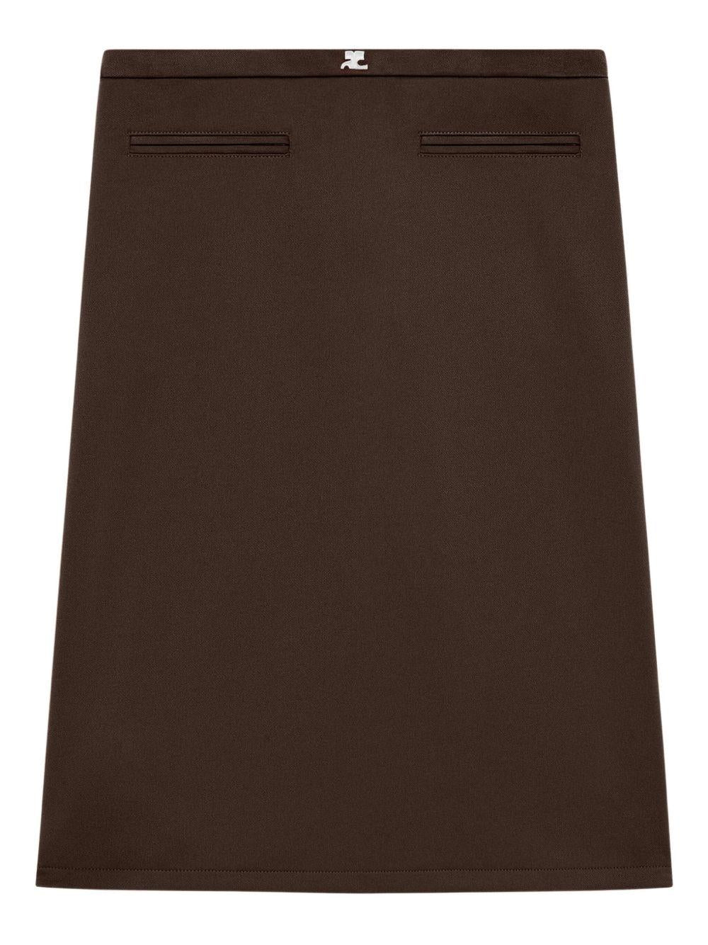 COURREGES Gonna marrone con mini tasche frontali