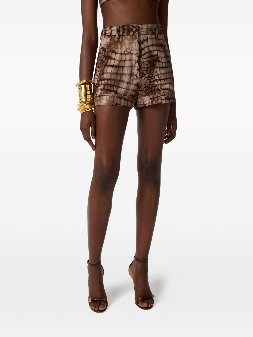 ELISABETTA FRANCHI Shorts marroni con stampa animalier