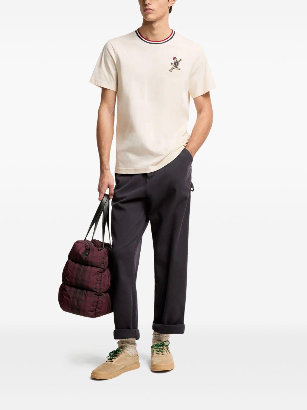 MONCLER T-shirt in cotone avorio