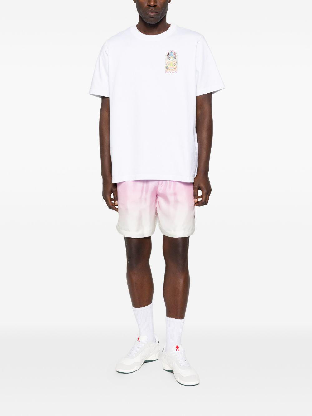 CASABLANCA T-shirt con logo stampato in cotone bianco