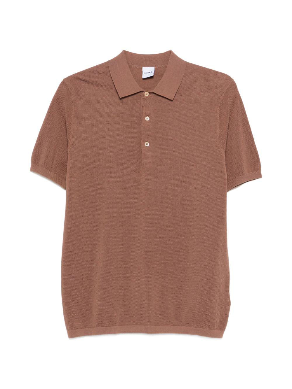 ASPESI Polo in maglia di cotone marrone