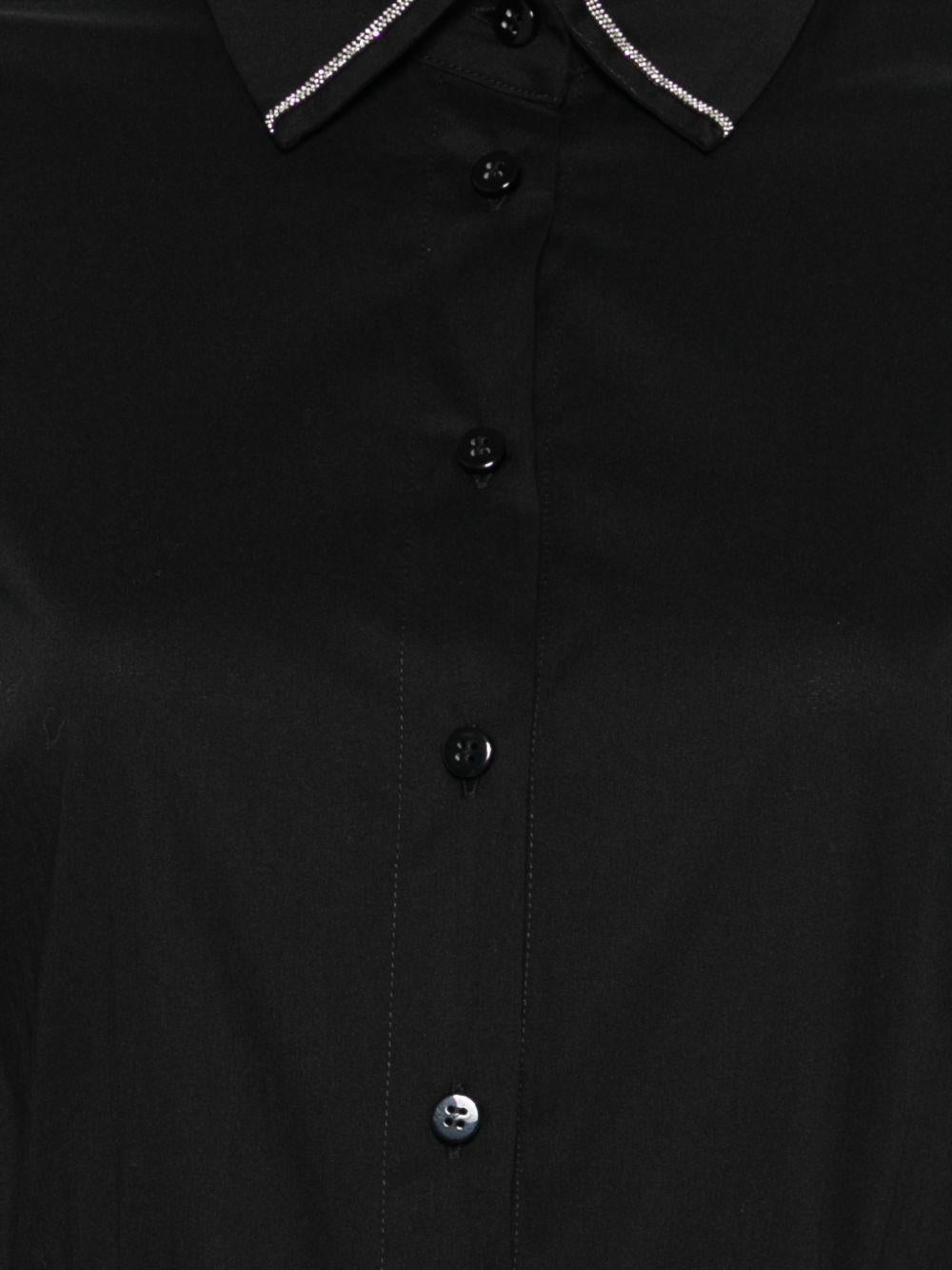 D EXTERIOR Abito lungo nero con dettagli in strass su collo e maniche