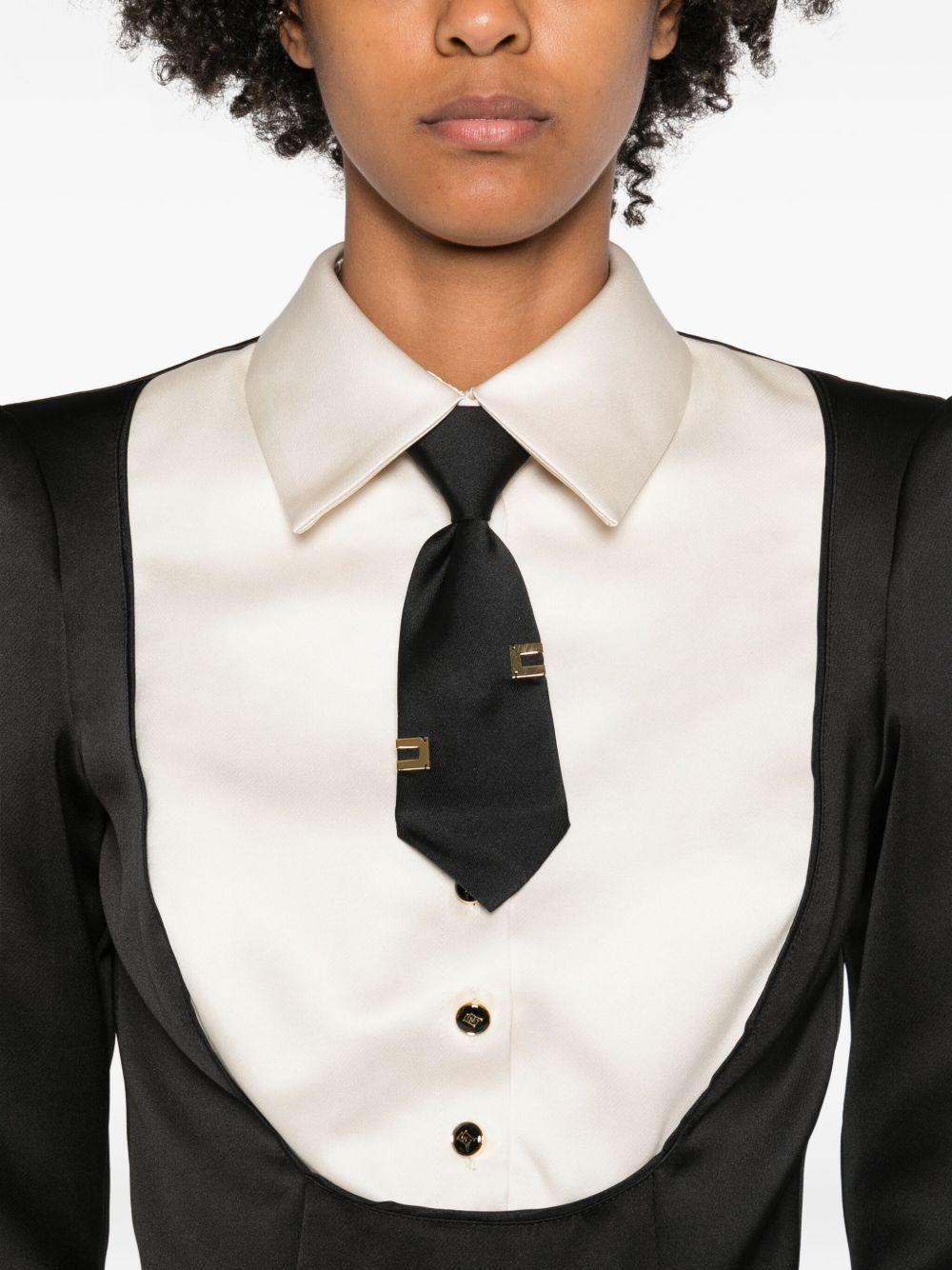 ELISABETTA FRANCHI Tuta in duchesse con cravatta