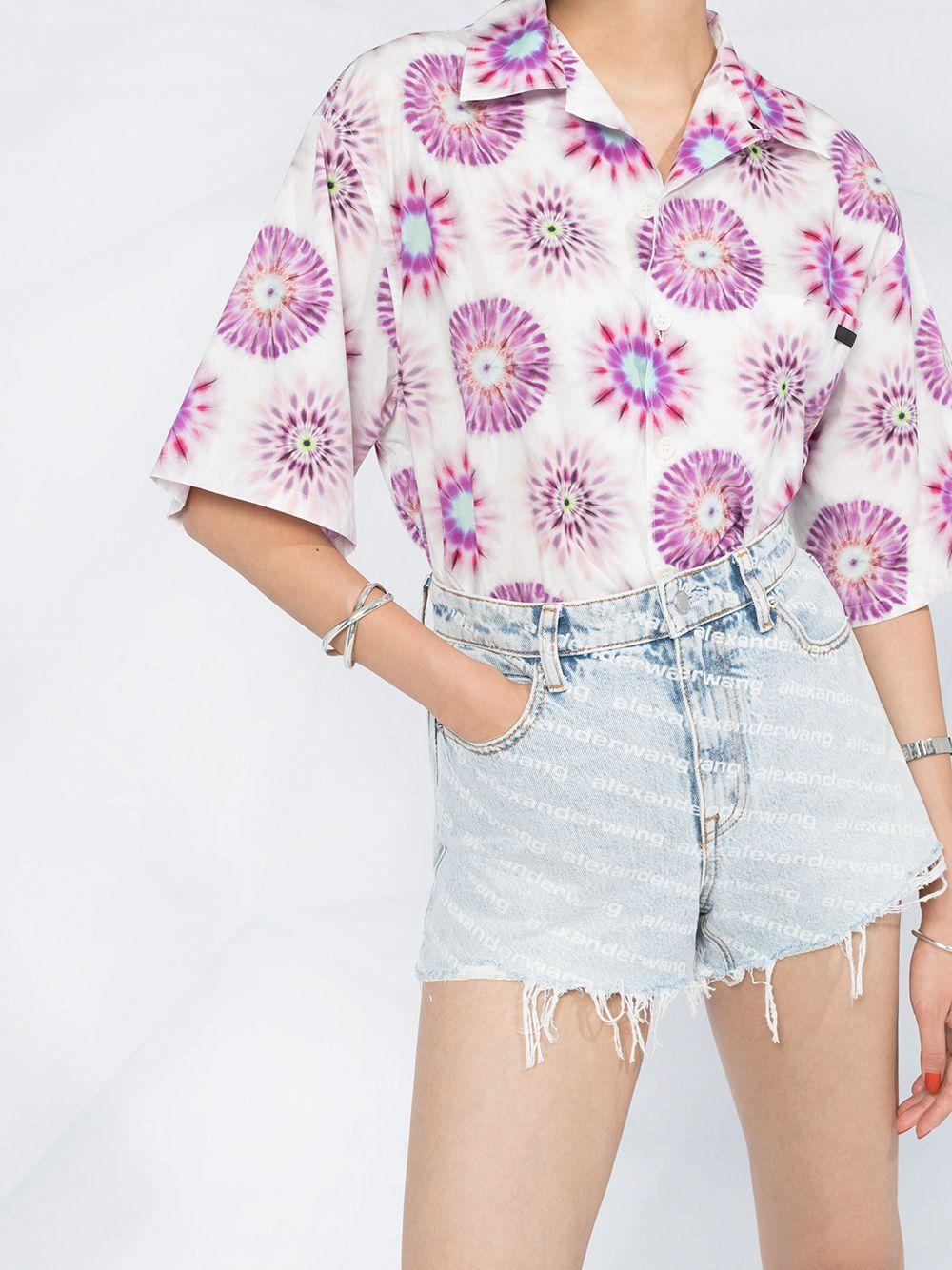 ALEXANDER WANG Shorts a vita alta con logo stampato