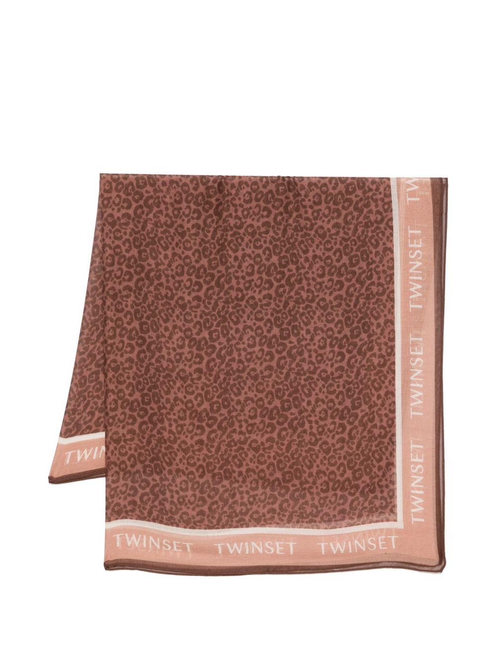 TWINSET Sciarpa stampa animalier con logo