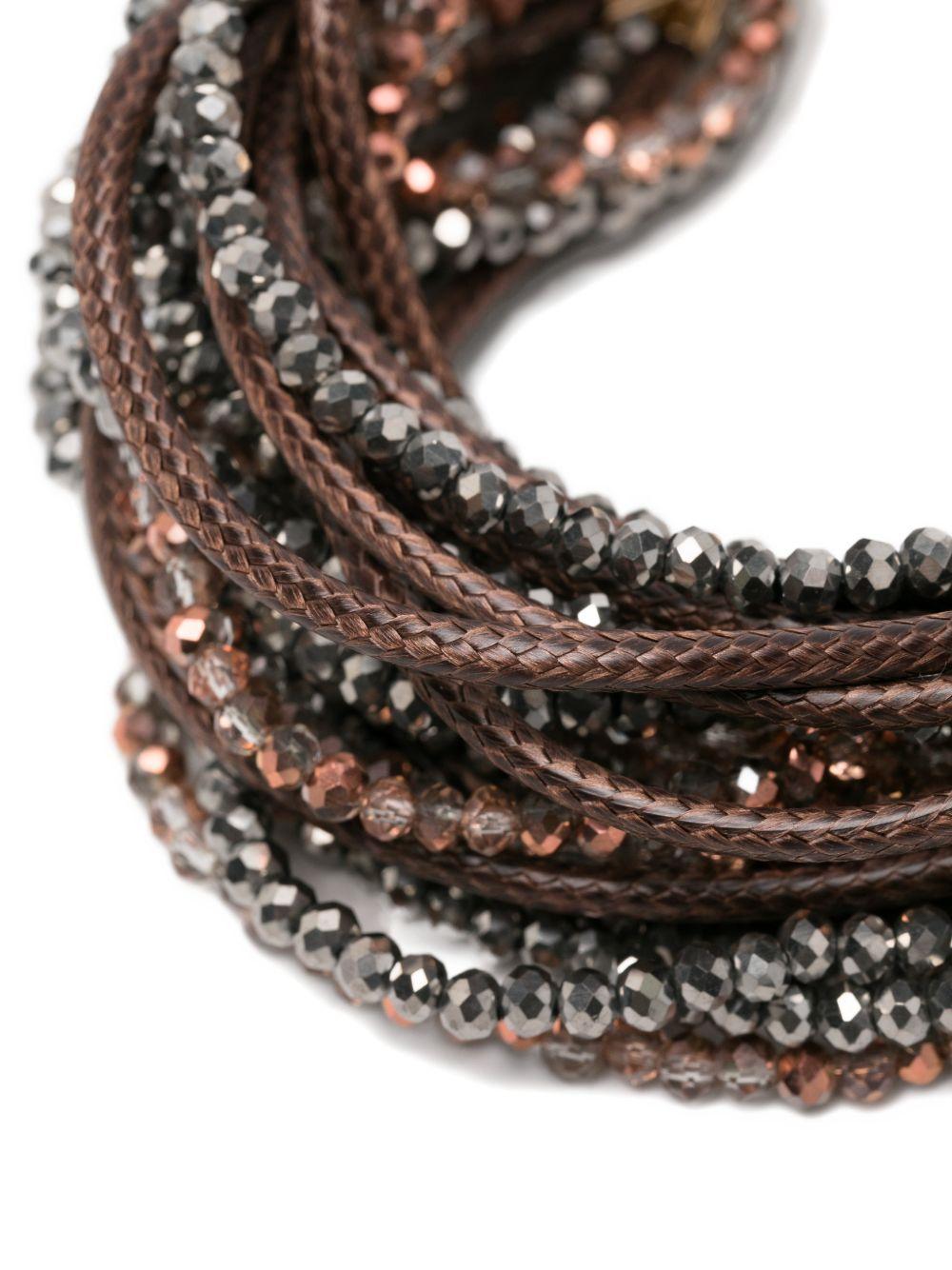 ANTONELLI Bracciale marrone con perline e pelle