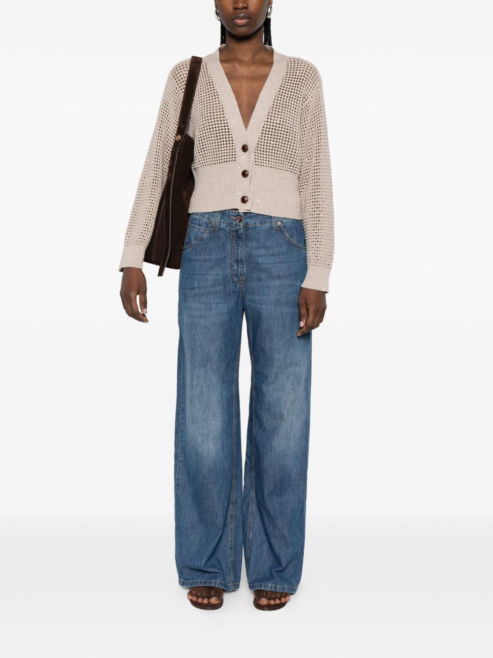 BRUNELLO CUCINELLI Jeans a gamba larga in denim blu