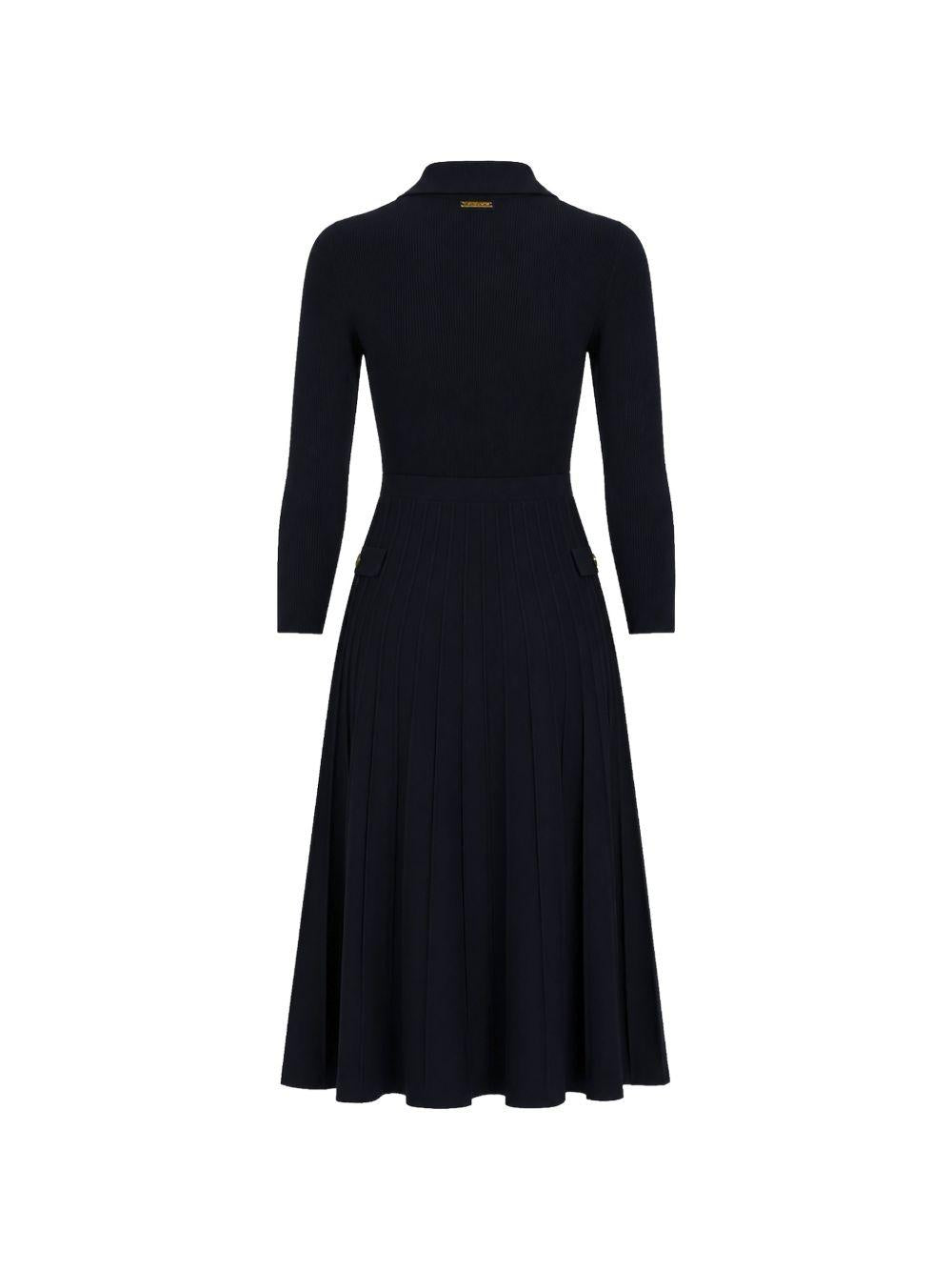 MICHAEL KORS Abito midi nero con scollo a V e maniche lunghe