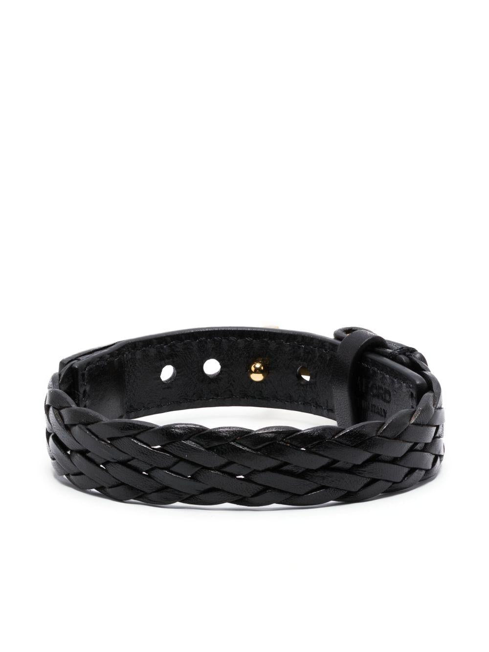 TOM FORD Bracciale in pelle di vitello nera