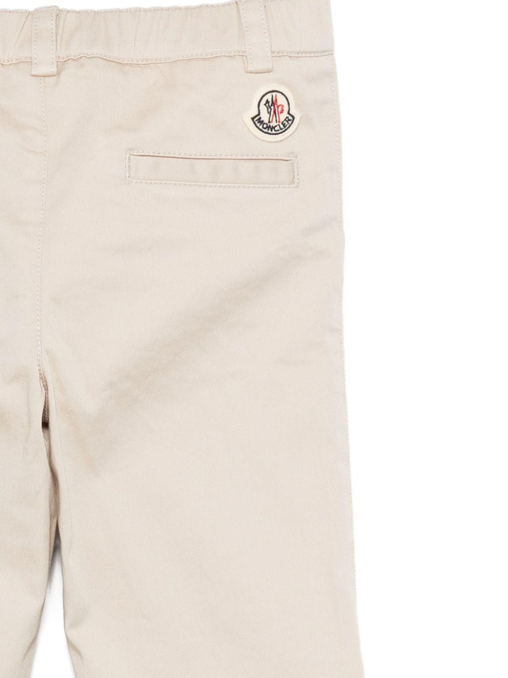 MONCLER Pantaloni beige in cotone elasticizzato