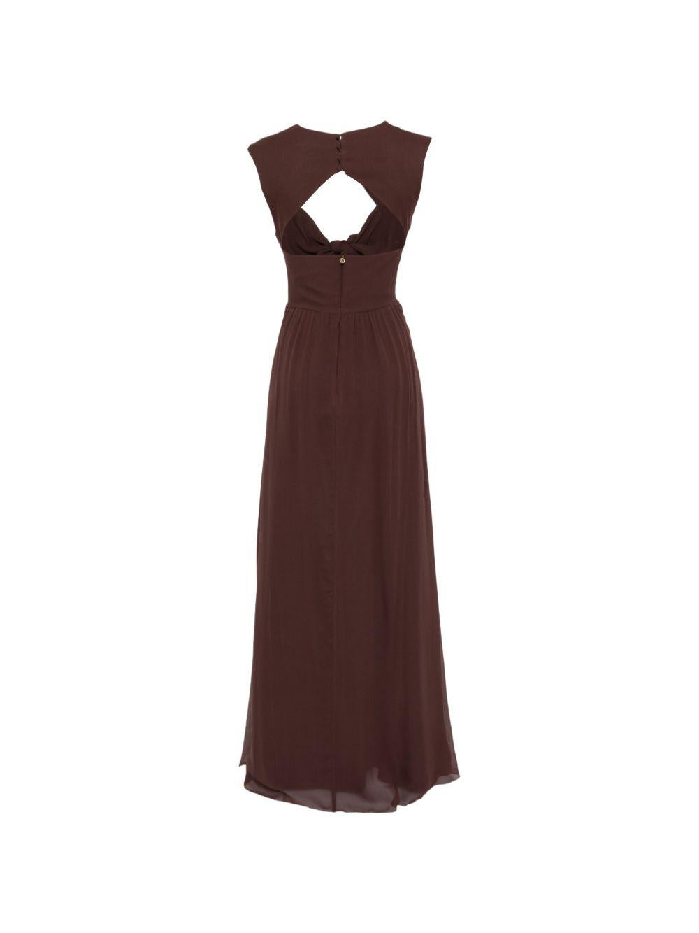 RAQUEL DINIZ Vestito lungo marrone con dettagli cut-out