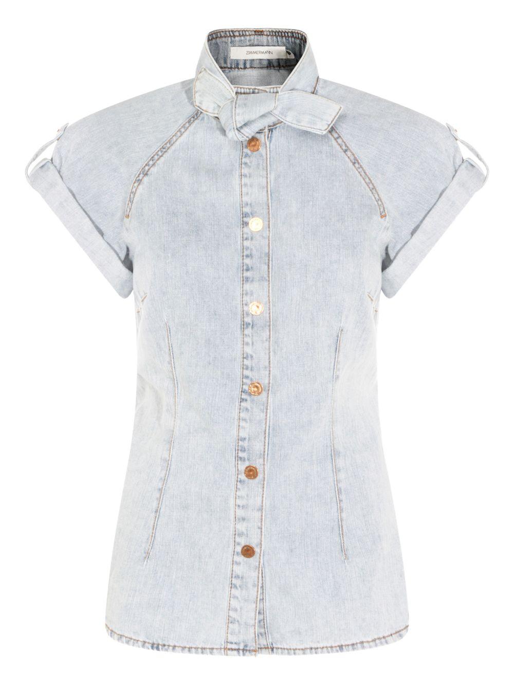 ZIMMERMANN Camicia a maniche corte effetto jeans