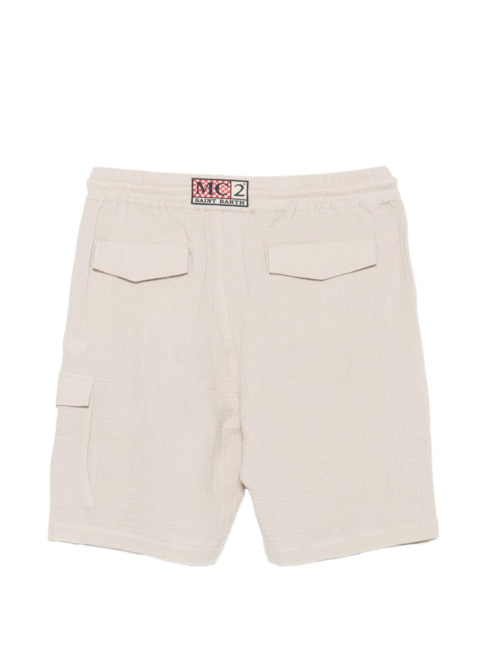 MC2 SAINT BARTH Bermuda Marseille in lino beige morbidi con coulisse