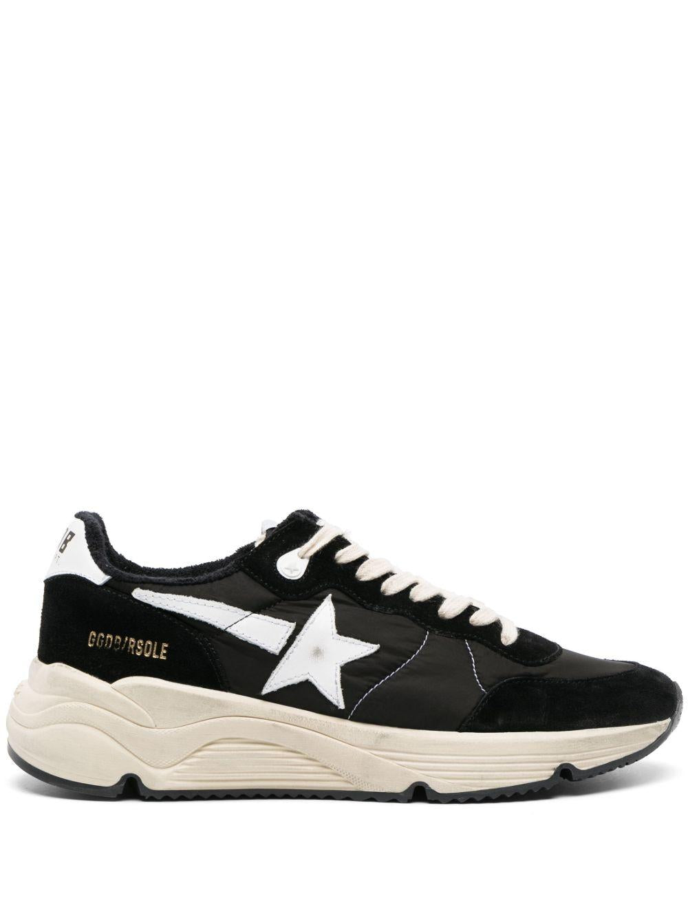 GOLDEN GOOSE Sneakers Running Sole in nappa e suede neri con stella bianca