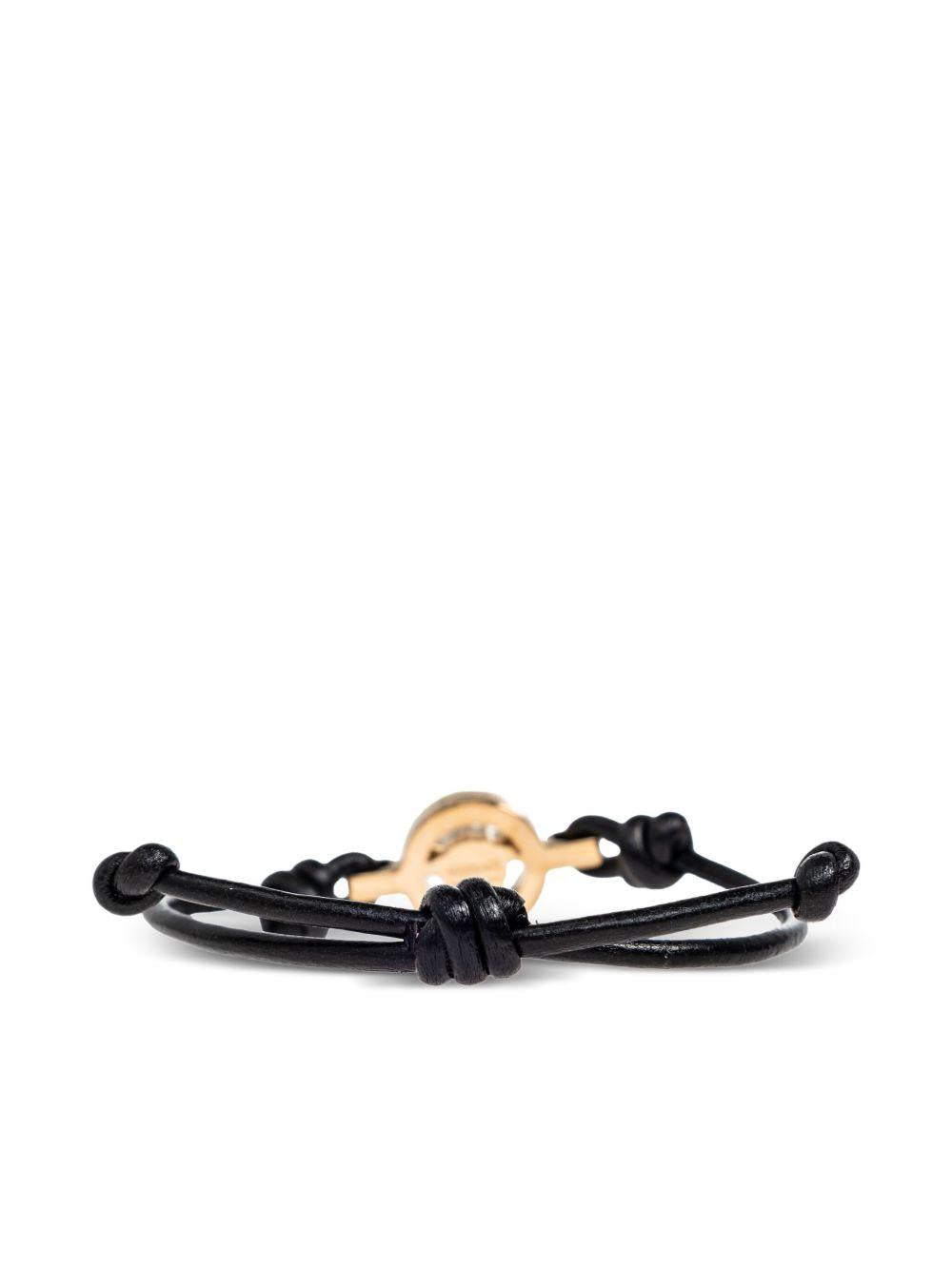 VERSACE Bracciale Medusa in pelle oro e nero