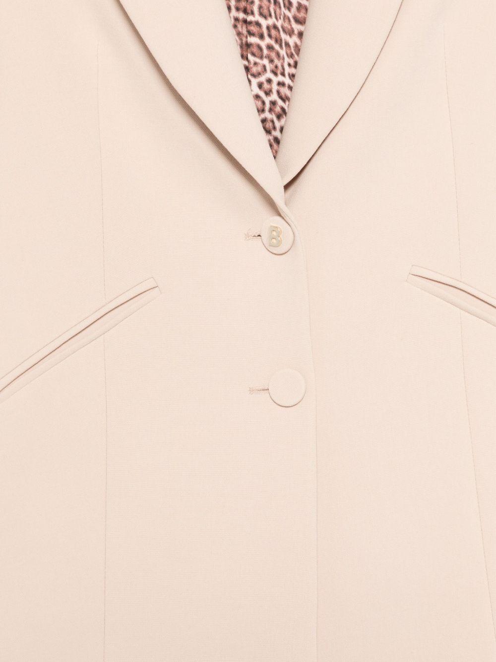 BLUGIRL Blazer beige con bottoni e fodera animalier