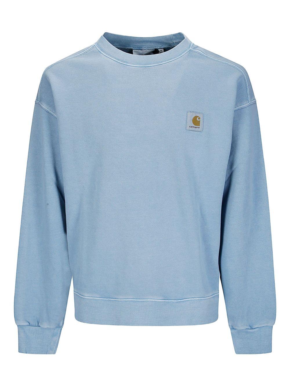 CARHARTT WIP Felpa girocollo azzurra con logo in cotone