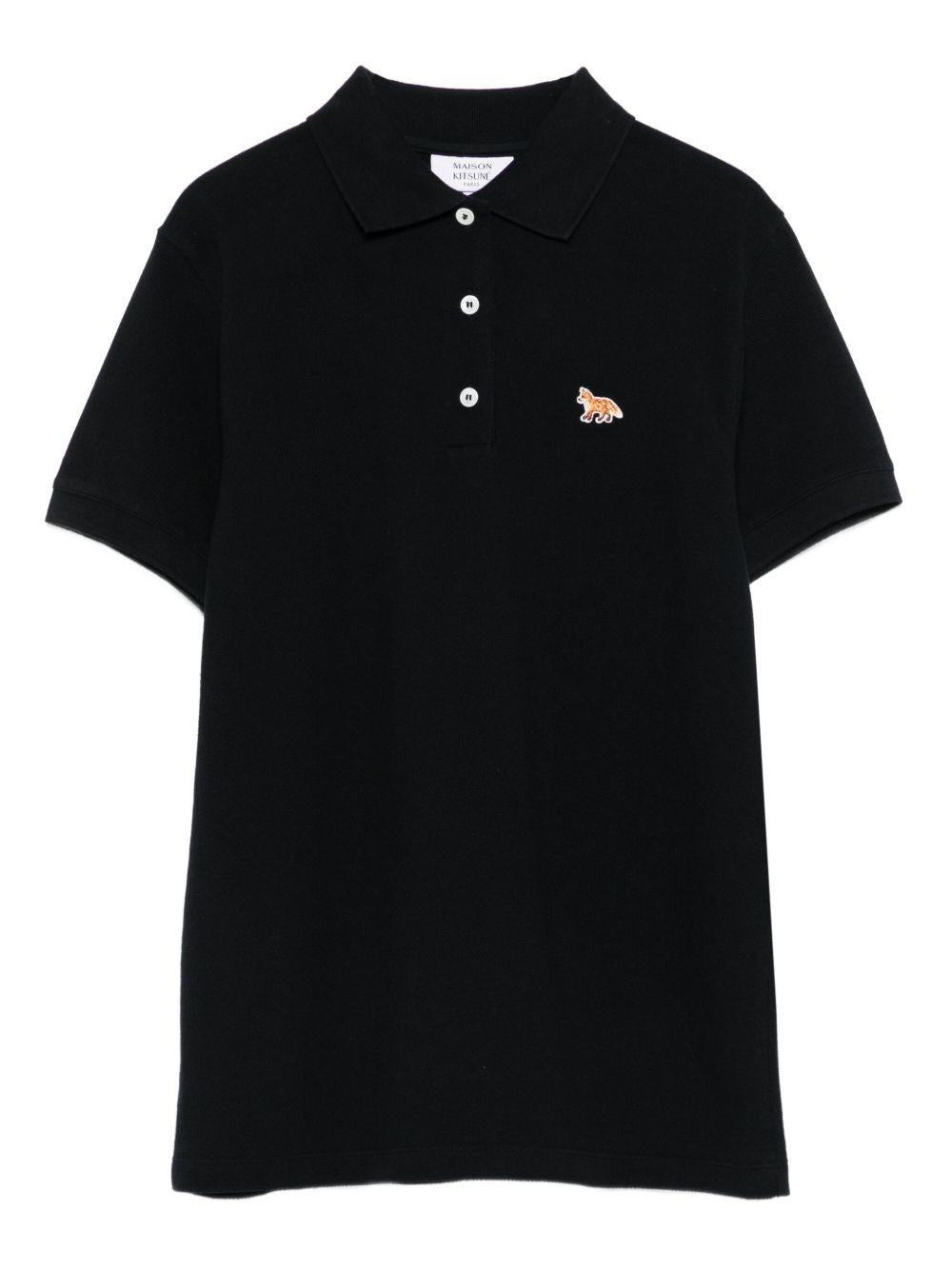 MAISON KITSUNE Polo con logo ricamato nera