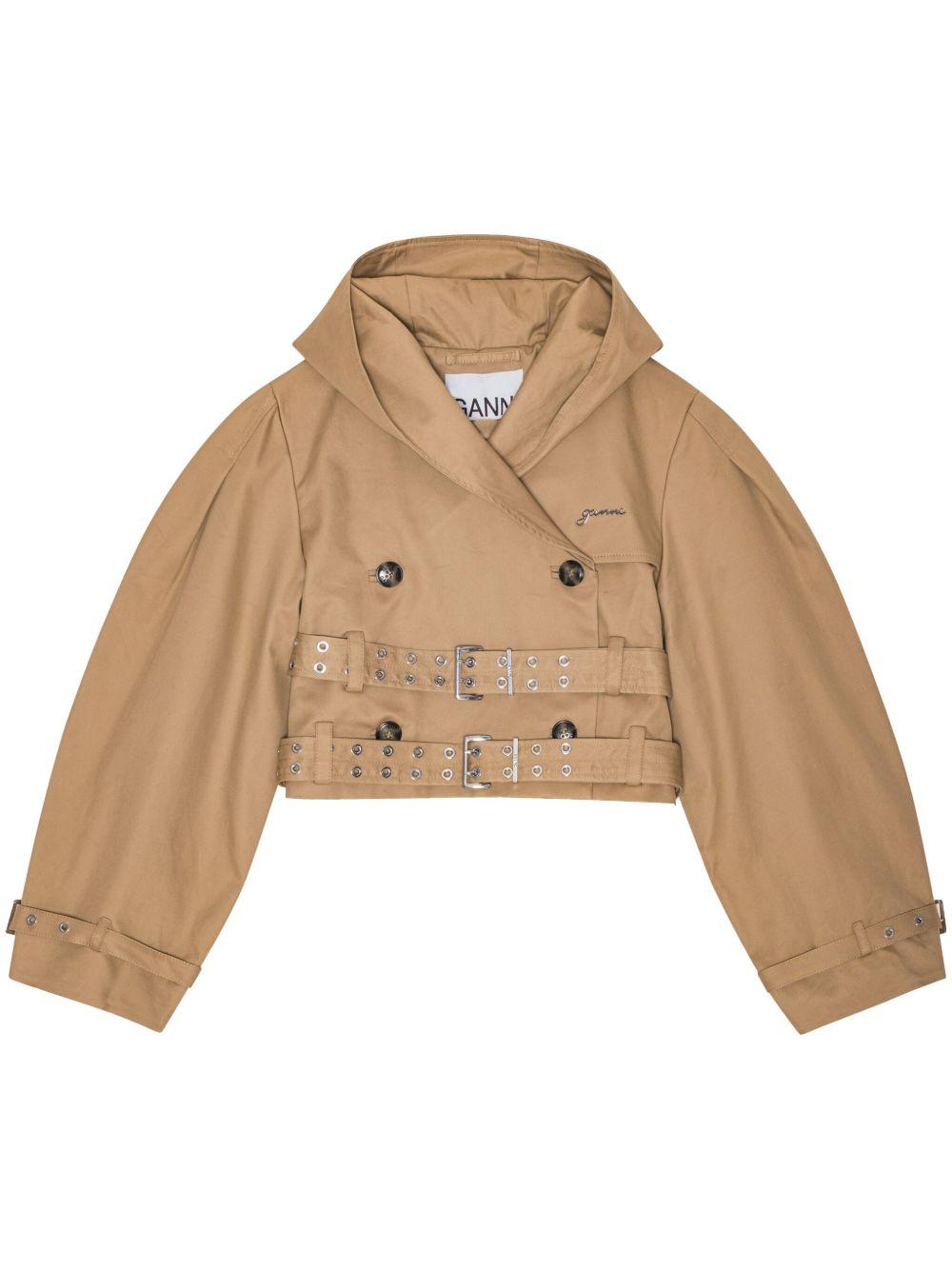 GANNI Trench corto beige doppiopetto