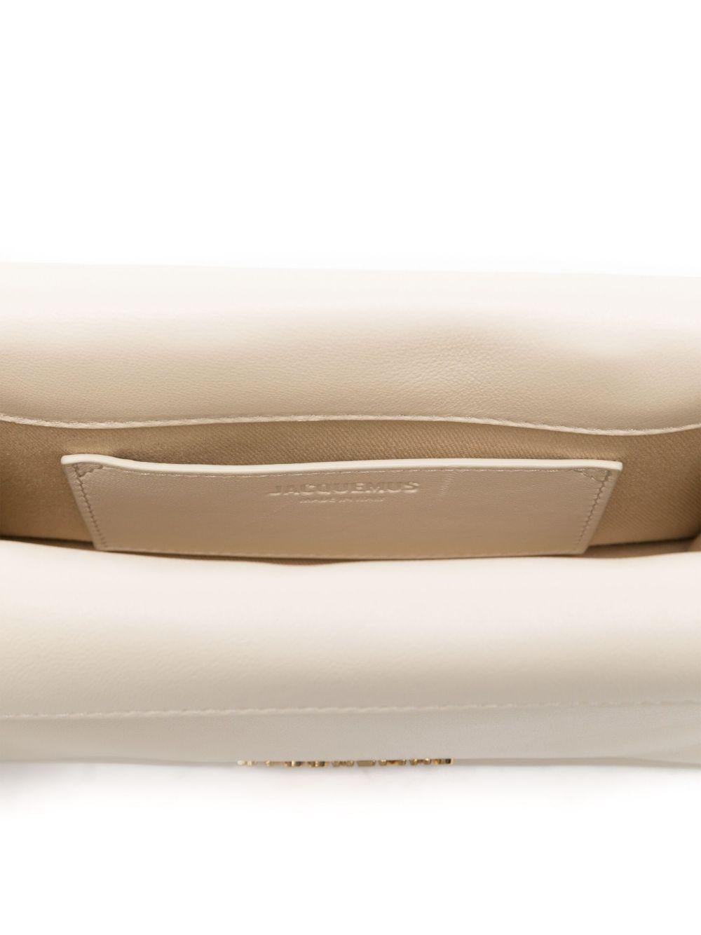 JACQUEMUS Pochette Ronde Carré beige in pelle