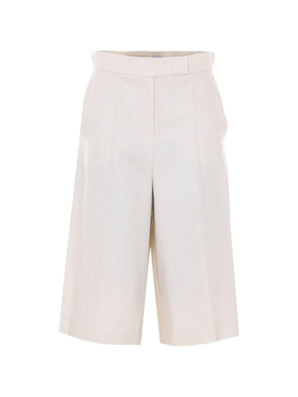 MAX MARA Bermuda Mxmkaki in lino a vita alta
